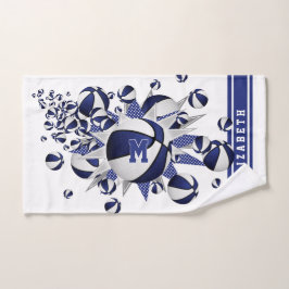青い白いバスケットボールが女の子をモノグラムの主演 ハンドタオル