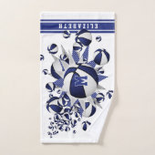 青い白いバスケットボールが女の子をモノグラムの主演 ハンドタオル (ハンドタオル)