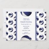 青い白いバスケットボールの誕生日またはチームパーティー 招待状 (正面)