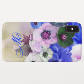青い白いバラとアネモネの花のモノグラム Case-Mate iPhoneケース (裏面(横))