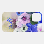 青い白いバラとアネモネの花モノグラム Case-Mate iPhoneケース (裏面 (横))