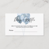 青い白いバルーン男の子シャワーおむつラッフル エンクロージャーカード (正面)