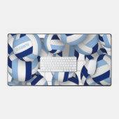 青い白いバレーボールのパタパーソナライズされたーン デスクマット (キーボード&マウス)