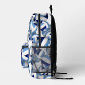 青い白いバレーボールのパターンとプレイヤー名番号 プリントバックパック (右)