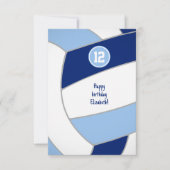 青い白いバレーボールの誕生日またはおめでとう カード (正面)