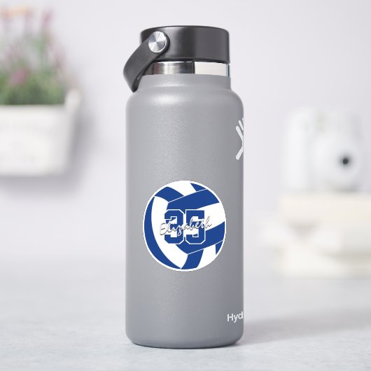 青い白いバレーボールチームの色パーソナライズされた シール (HydroFlask)