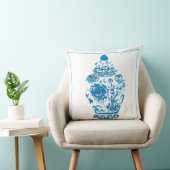 青い白いパターモノグラムのエレガントジンジャー瓶 クッション (椅子)