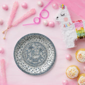 青い白いフェイク陶磁器の鹿フローラ ペーパープレート (パーティー)