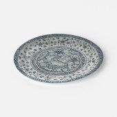 青い白いフェイク陶磁器の鹿フローラ ペーパープレート (アングル)