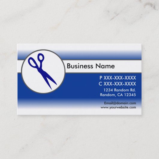 青い白いフェードはさみ名刺 名刺 (正面)