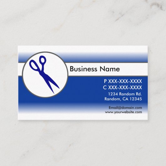 青い白いフェードはさみ名刺 名刺 (正面)