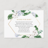 青い白いフローラの緑の金ゴールドの本男の赤ちゃん エンクロージャーカード (正面)