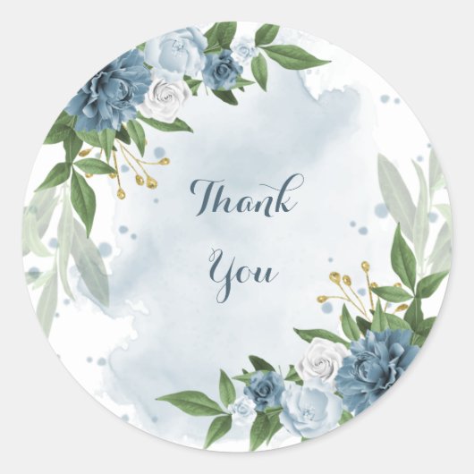 青い白いフローラの緑感謝していあな ラウンドシール (正面)