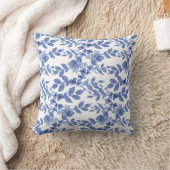 青い白いフローラの葉のパターン クッション (ブランケット)