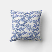 青い白いフローラの葉のパターン クッション (裏面)