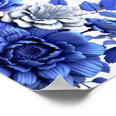 青い白いフローラスクリプト結婚welcome's ポスター (角)