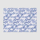 青い白いフローラリーフパターンの切り離し 薄葉紙 (正面)