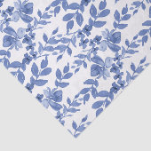 青い白いフローラリーフパターンの切り離し 薄葉紙 (詳細)