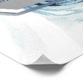 青い白いフローラ冬の結婚式のシーティングチャート ポスター (角)