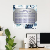 青い白いフローラ冬の結婚式のシーティングチャート ポスター (ホームオフィス)