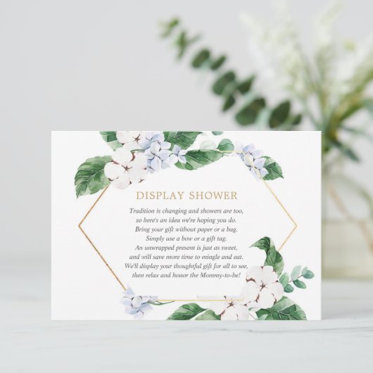 青い白いフローラ緑の金ゴールドボーイがシャワーを浴びる エンクロージャーカード (スタンド正面)