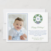 青い白いボク名門私立校風のウッドリースモノグラム写真 シーズンカード (正面)