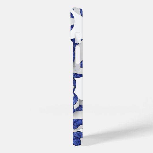 青い白いボモノグラムのレーボガーリーボール模様 Case-Mate iPhoneケース (裏面 / 左)