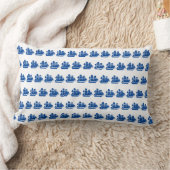青い白いボートの航海の模様の腰枕 ランバークッション (ブランケット)