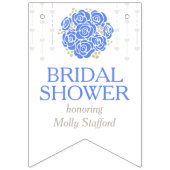 青い白いポシーブライダルシャワーの写真の束 バンティングフラッグ (第1の旗)