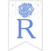 青い白いポシーブライダルシャワーの写真の束 バンティングフラッグ (第3の旗)