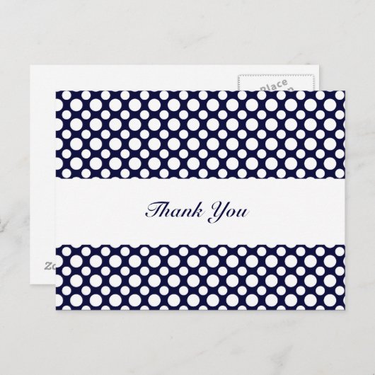青い白いポルカドットありがとうはがき ポストカード (正面/裏面)