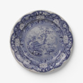 青い白いヤナギのデルフトのフェイクな磁器の花柄 ペーパープレート (正面)