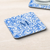 青い白いユニーク水色の渦巻き コースター (左側)