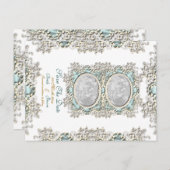 青い白いヴィンテージの写真 案内ポストカード (正面/裏面)