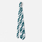 青い白い三角形のストライプ幾何学的パターン ネクタイ (裏面)