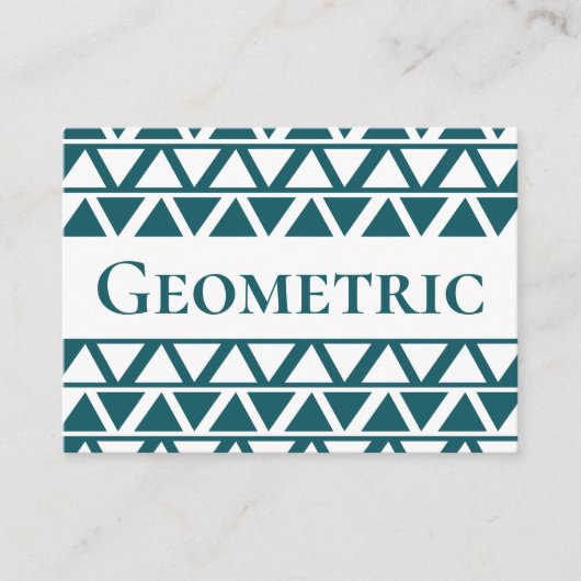青い白い三角形のストライプ幾何学的パターン 名刺 (正面)
