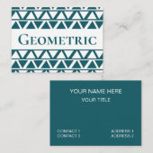 青い白い三角形のストライプ幾何学的パターン 名刺 (正面/裏面)