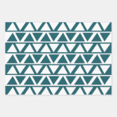 青い白い三角形の幾何学的 ラッピングペーパーシート (正面3)