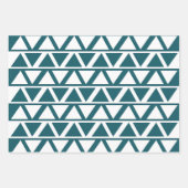 青い白い三角形の幾何学的 ラッピングペーパーシート (正面2)