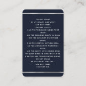 青い白い光の写真葬儀祈りの言葉カード 名刺 (裏面)