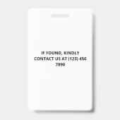 青い白い写真とロゴの従業員IDバッジ バッジ (Back)