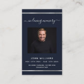 青い白い写真のエレガント葬儀祈りの言葉 名刺 (正面)