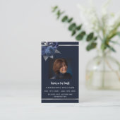 青い白い写真フローラ葬儀祈りの言葉カード 名刺 (スタンド正面)