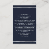 青い白い写真フローラ葬儀祈りの言葉カード 名刺 (裏面)