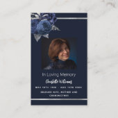 青い白い写真フローラ葬儀祈りの言葉カード 名刺 (正面)