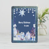 青い白い冬の休日のグリーティングカード (スタンド正面)