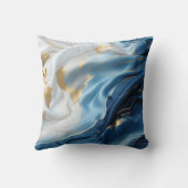 青い白い大理石と金ゴールドシルクの外観 クッション (裏面)