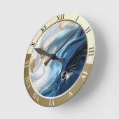 青い白い大理石と金ゴールドシルクの外観 ラウンド壁時計 (傾斜)