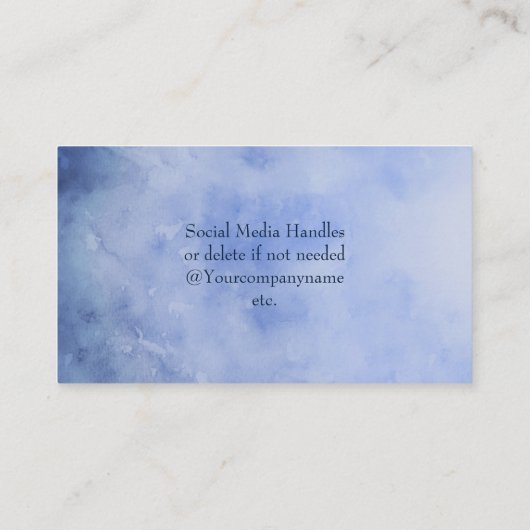 青い白い大理石スワール水色の名刺 名刺 (裏面)