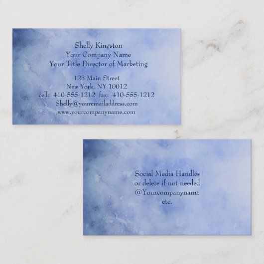 青い白い大理石スワール水色の名刺 名刺 (正面/裏面)